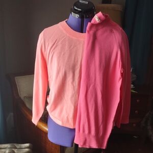 2 J. Crew Woman Coral and Pink Crewneck Sweaters